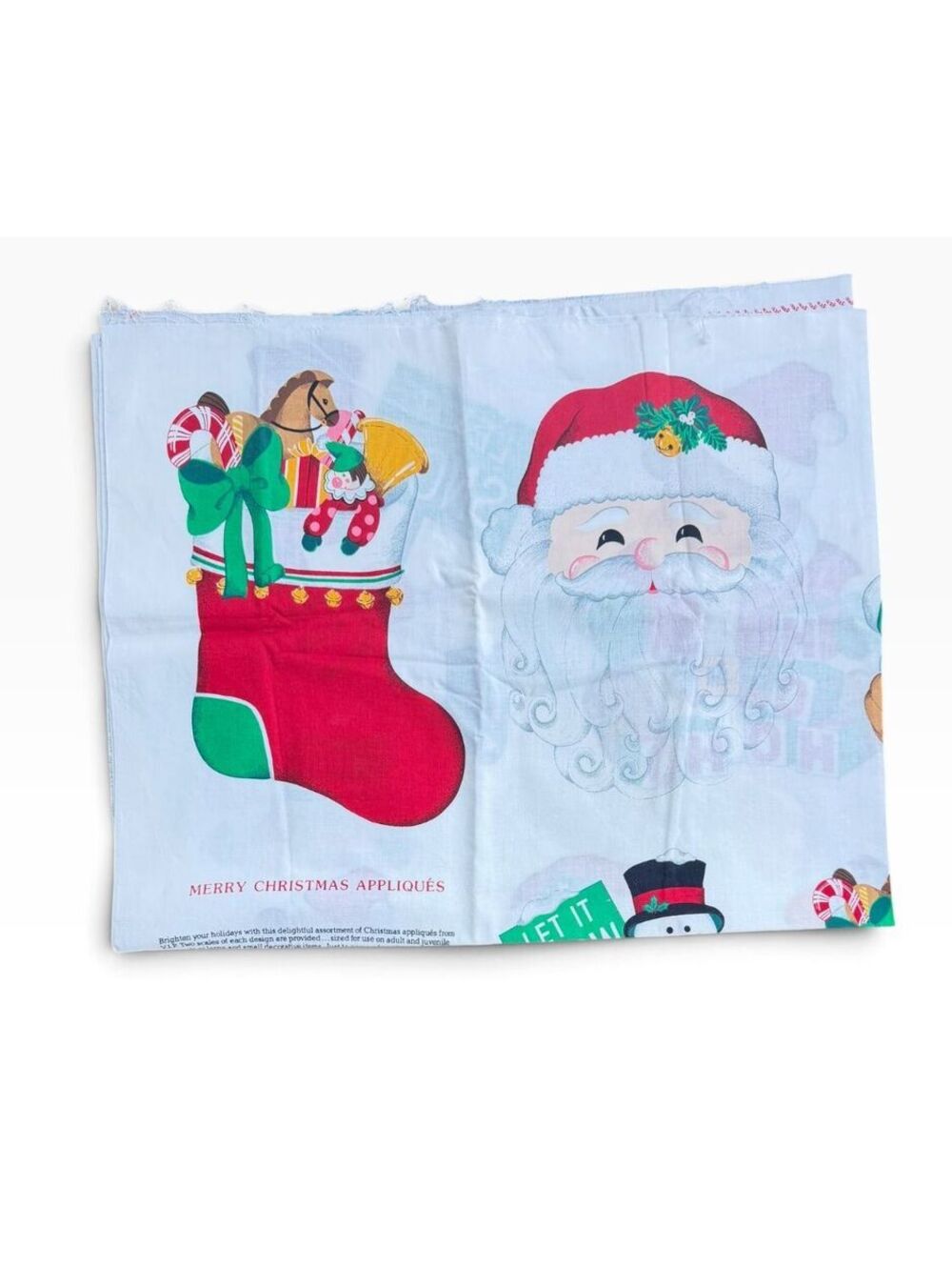 Vintage Christmas Fabric Panel Lot Cut Sew Stockings Santa Applique Ornaments
